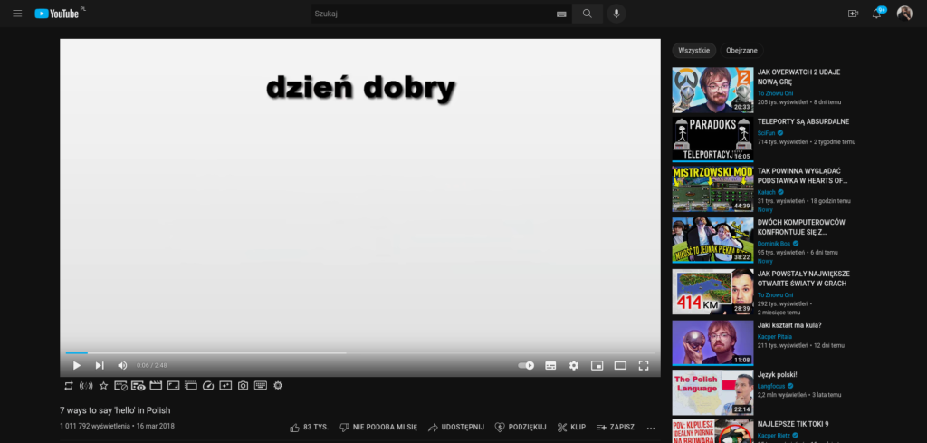 Youtube w motywie Deep Dark