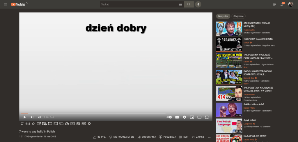 Youtube w motywie Ubuntu Grey