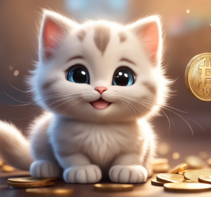 cute cat and bitcoin