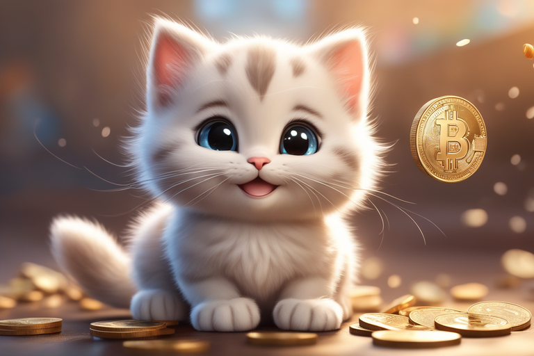 cute cat and bitcoin